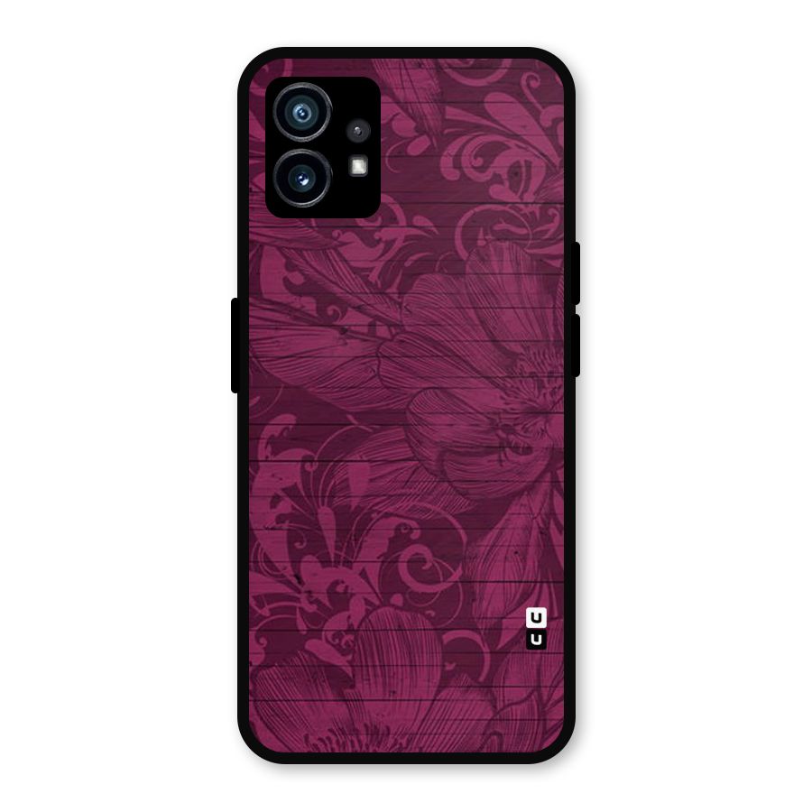 Magenta Floral Pattern Metal Back Case for Nothing Phone 1