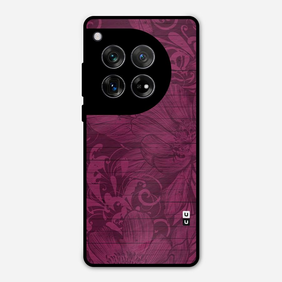 Magenta Floral Pattern Metal Back Case for OnePlus 12