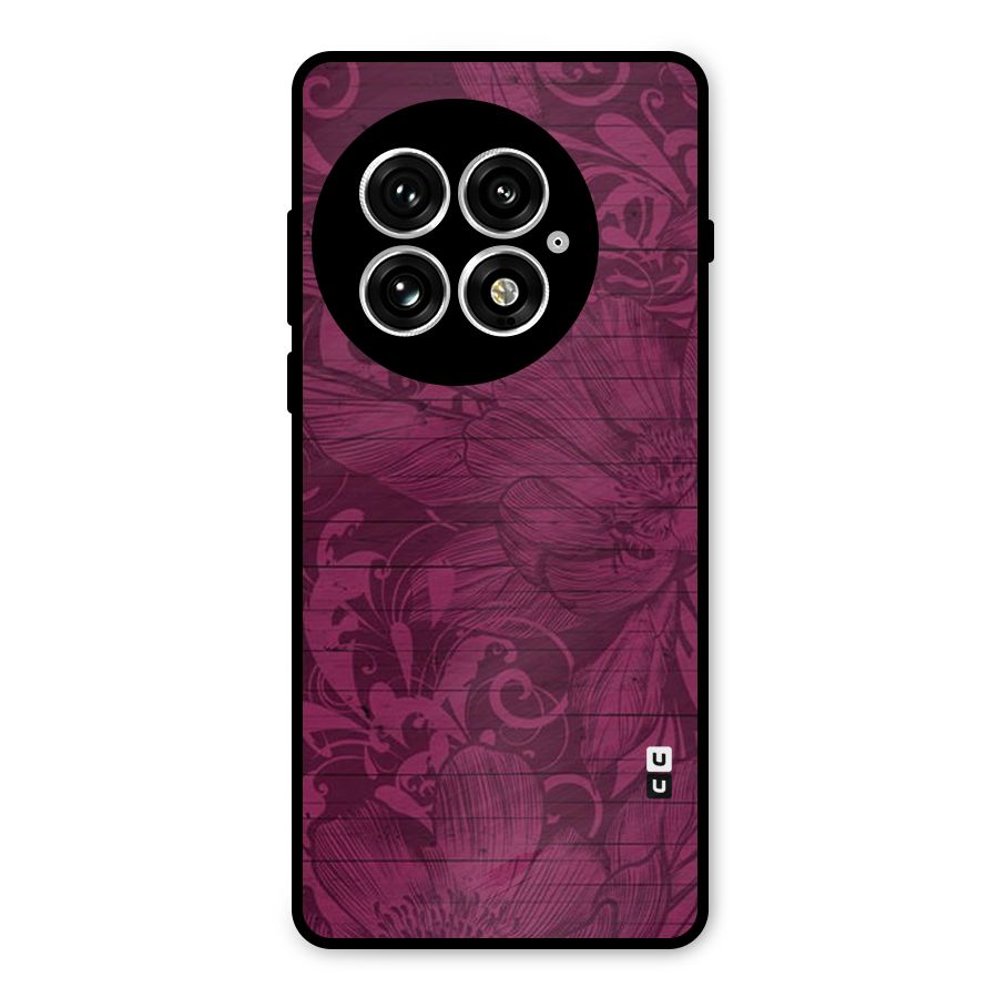 Magenta Floral Pattern Metal Back Case for OnePlus 13