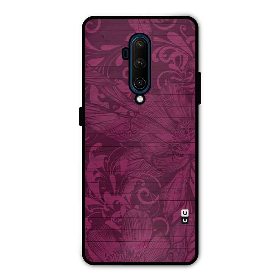 Magenta Floral Pattern Metal Back Case for OnePlus 7T Pro