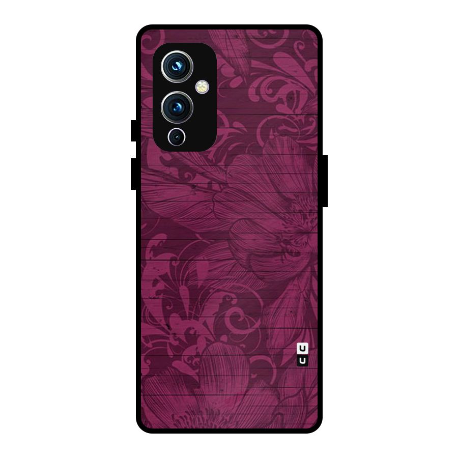 Magenta Floral Pattern Metal Back Case for OnePlus 9