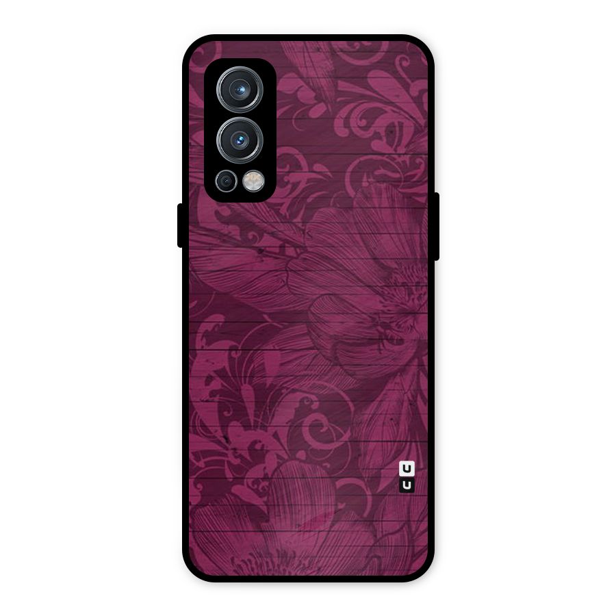 Magenta Floral Pattern Metal Back Case for OnePlus Nord 2 5G