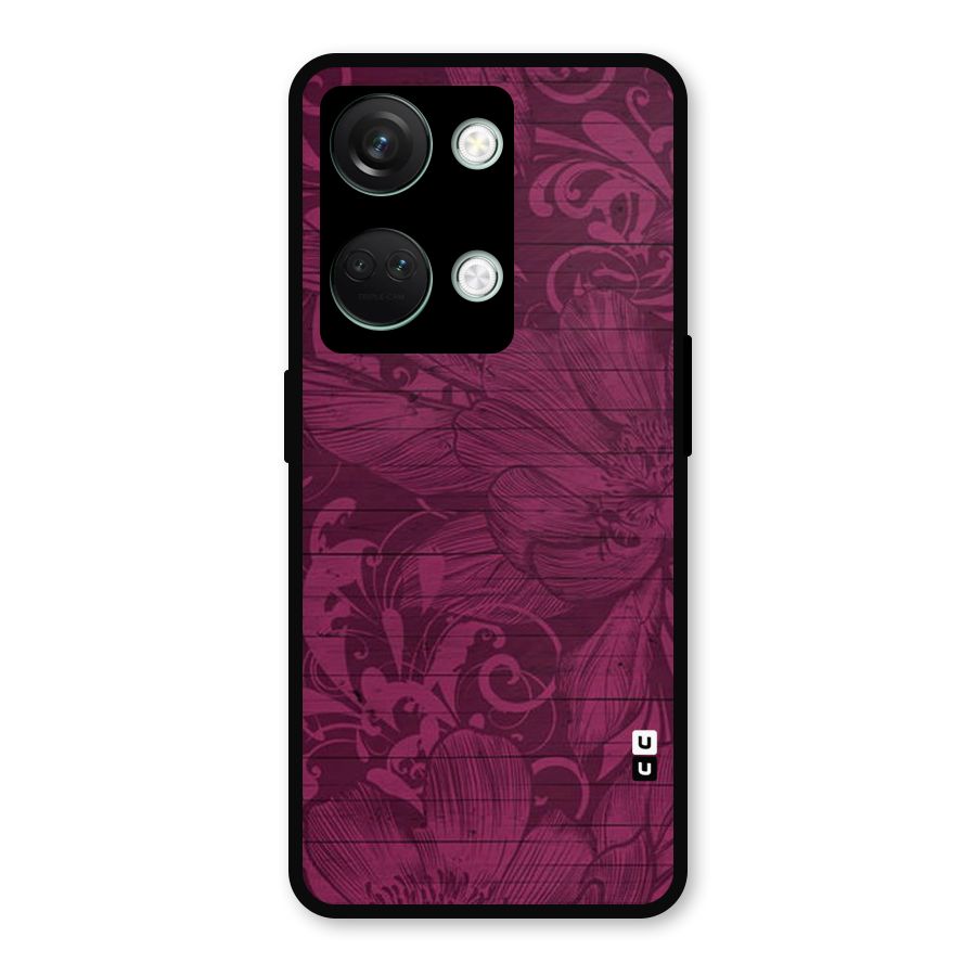 Magenta Floral Pattern Metal Back Case for OnePlus Nord 3