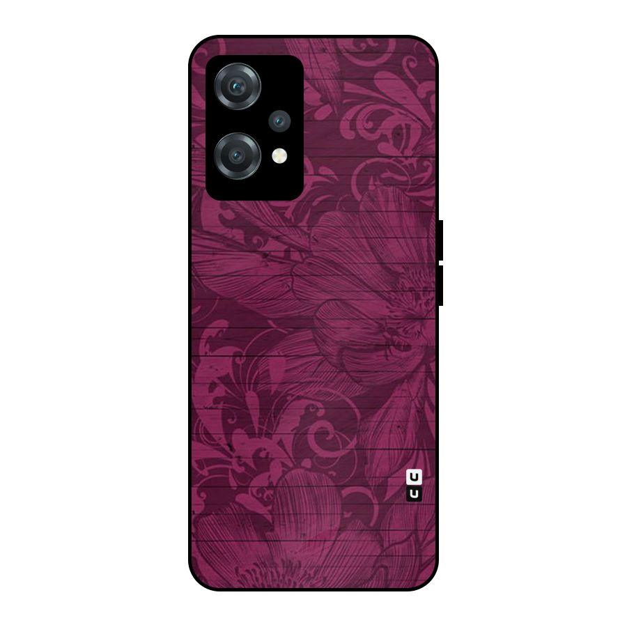 Magenta Floral Pattern Metal Back Case for OnePlus Nord CE 2 Lite 5G