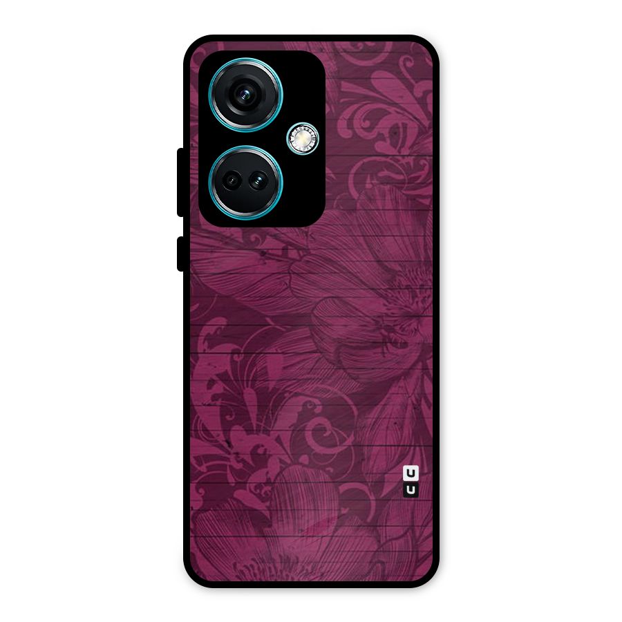 Magenta Floral Pattern Metal Back Case for OnePlus Nord CE 3 5G