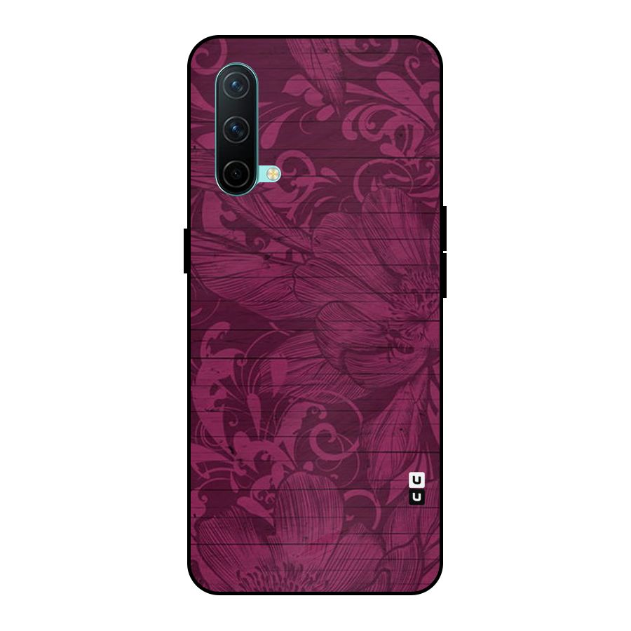 Magenta Floral Pattern Metal Back Case for OnePlus Nord CE 5G
