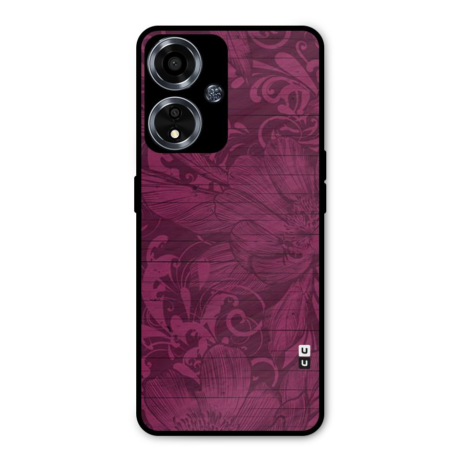 Magenta Floral Pattern Metal Back Case for Oppo A59