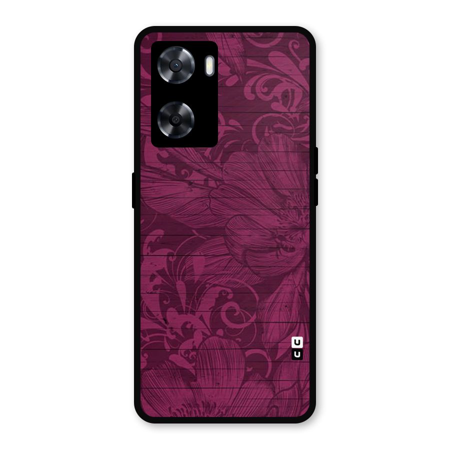 Magenta Floral Pattern Metal Back Case for Oppo A77s
