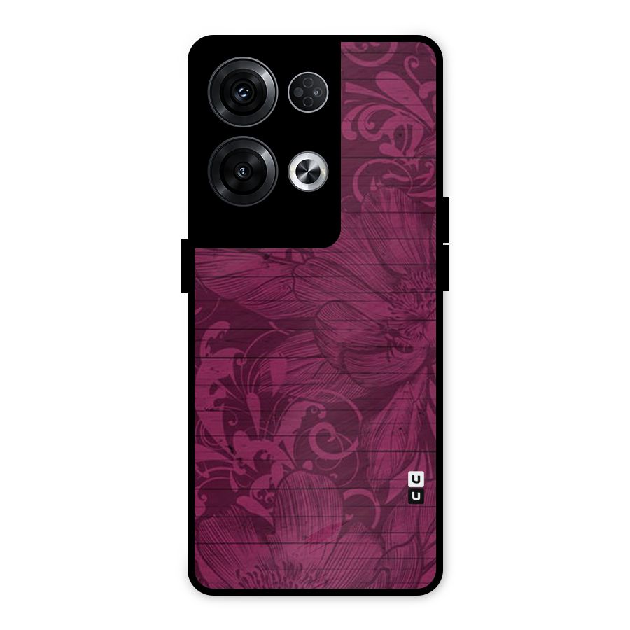 Magenta Floral Pattern Metal Back Case for Oppo Reno8 Pro 5G