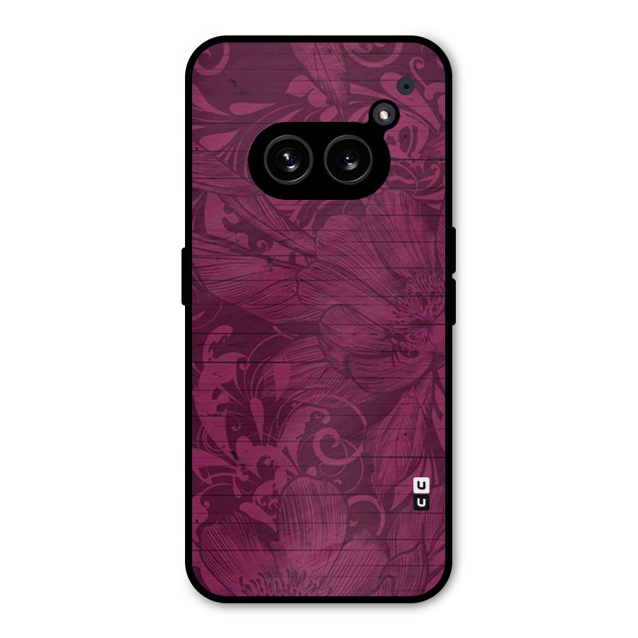 Magenta Floral Pattern Metal Back Case for Nothing Phone 2a