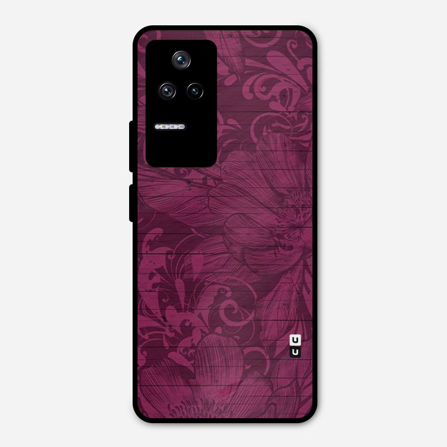 Magenta Floral Pattern Metal Back Case for Poco F4 5G