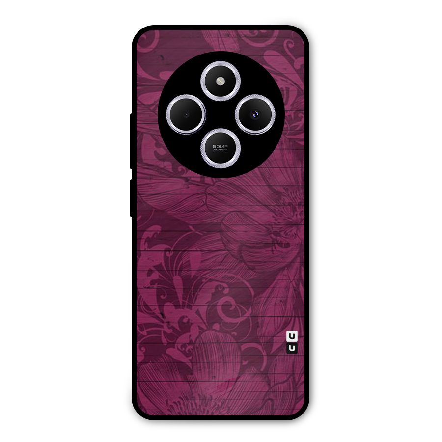 Magenta Floral Pattern Metal Back Case for Poco M7