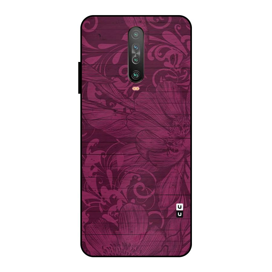Magenta Floral Pattern Metal Back Case for Poco X2