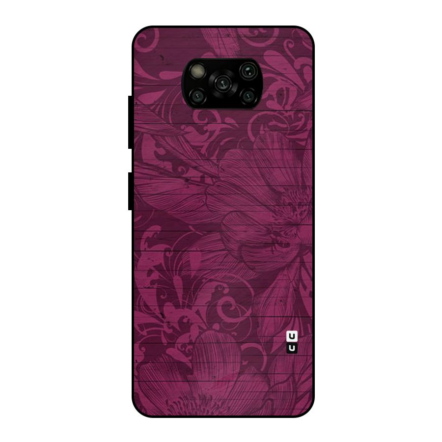 Magenta Floral Pattern Metal Back Case for Poco X3