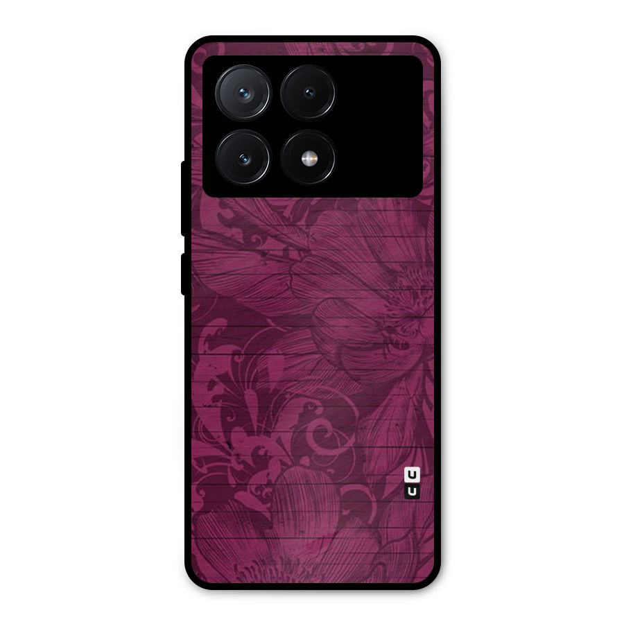Magenta Floral Pattern Metal Back Case for Poco X6 Pro
