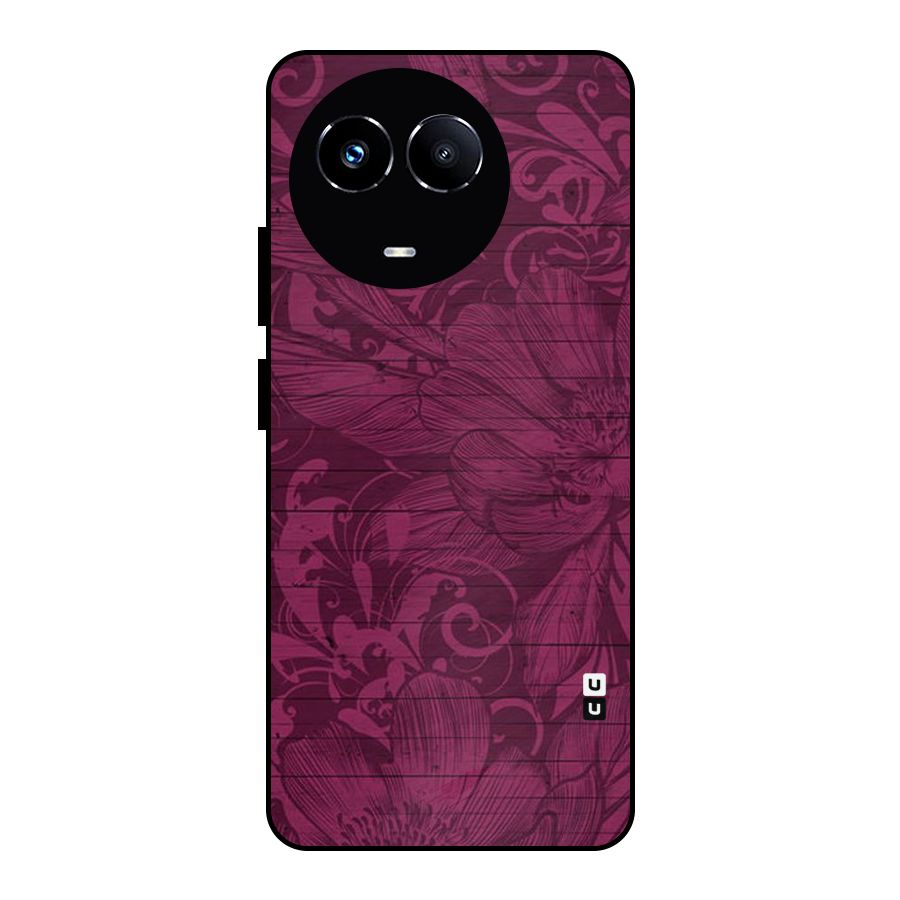 Magenta Floral Pattern Metal Back Case for Realme 11 5G