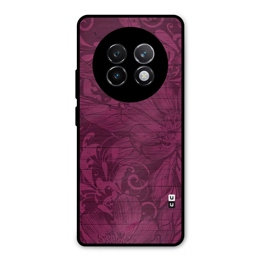 Magenta Floral Pattern Metal Back Case for Realme 13 Plus