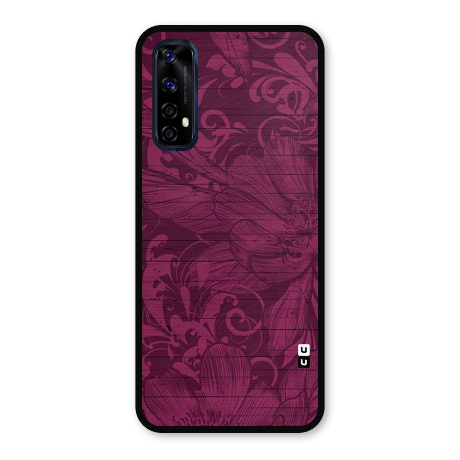 Magenta Floral Pattern Metal Back Case for Realme 7