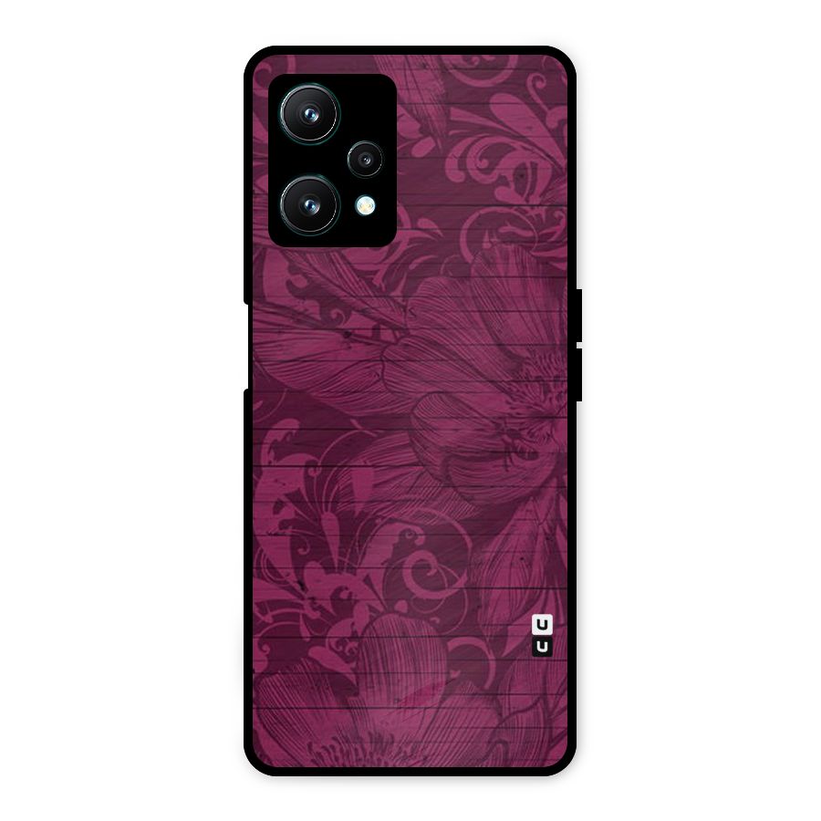 Magenta Floral Pattern Metal Back Case for Realme 9 Pro 5G