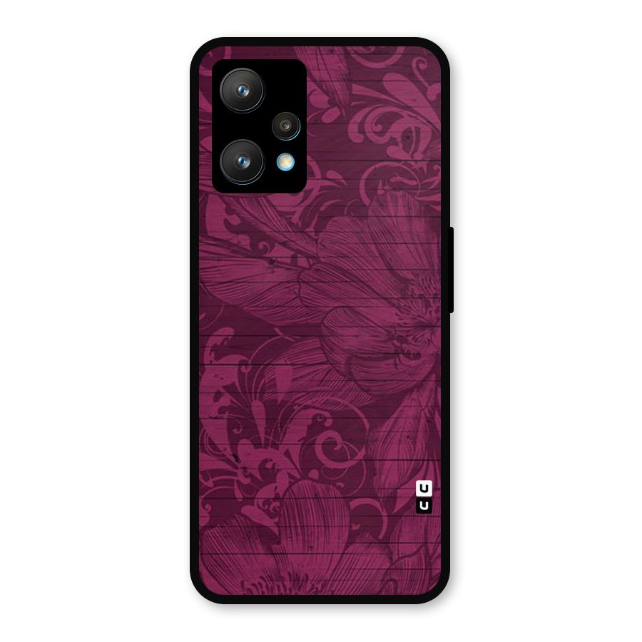 Magenta Floral Pattern Metal Back Case for Realme 9 Pro Plus 5G