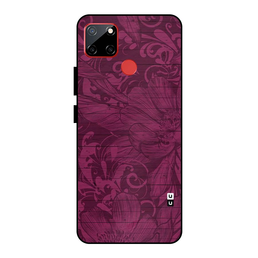 Magenta Floral Pattern Metal Back Case for Realme C12