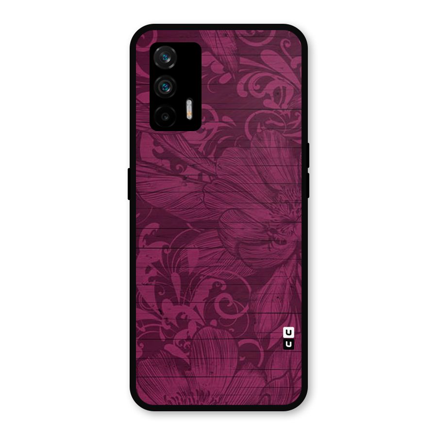 Magenta Floral Pattern Metal Back Case for Realme GT 5G