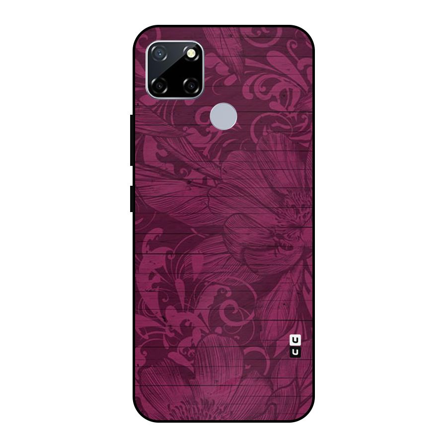 Magenta Floral Pattern Metal Back Case for Realme Narzo 30A
