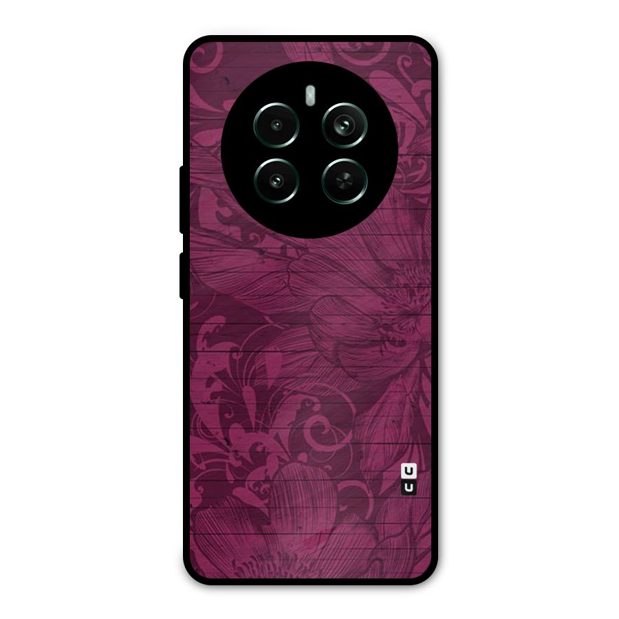 Magenta Floral Pattern Metal Back Case for Realme Narzo 70 Pro