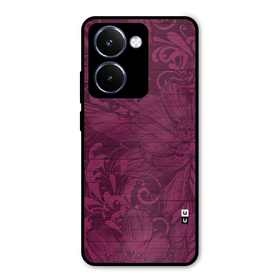 Magenta Floral Pattern Metal Back Case for Realme P3 Ultra