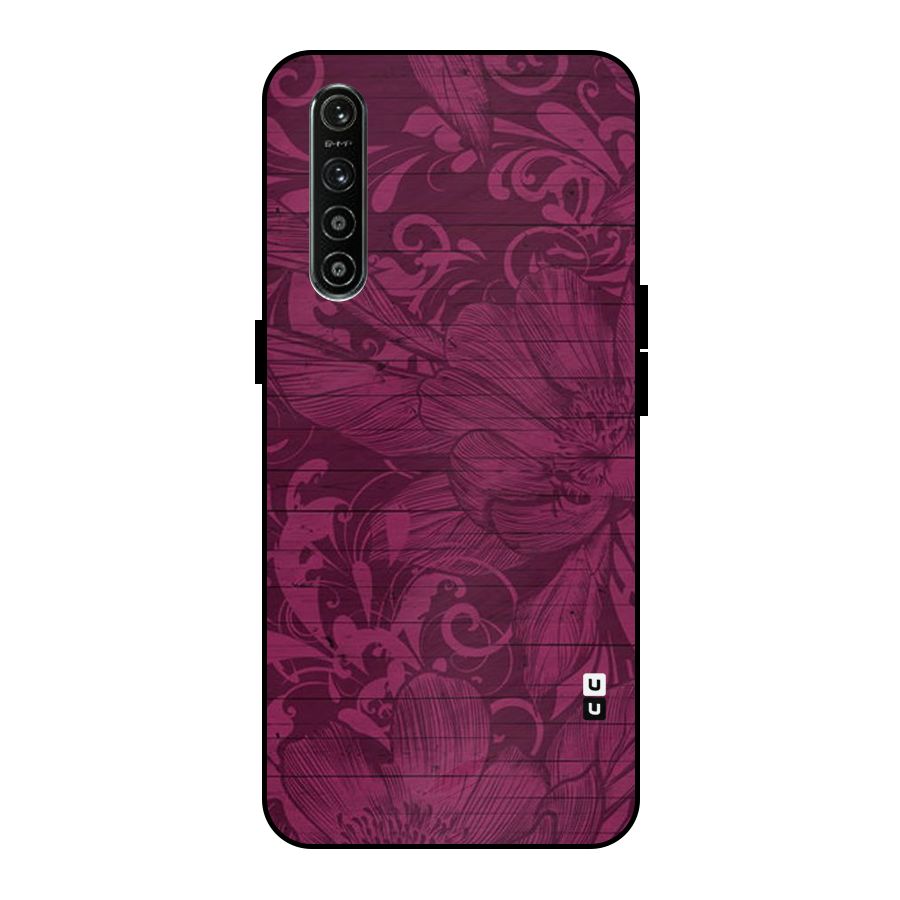 Magenta Floral Pattern Metal Back Case for Realme XT