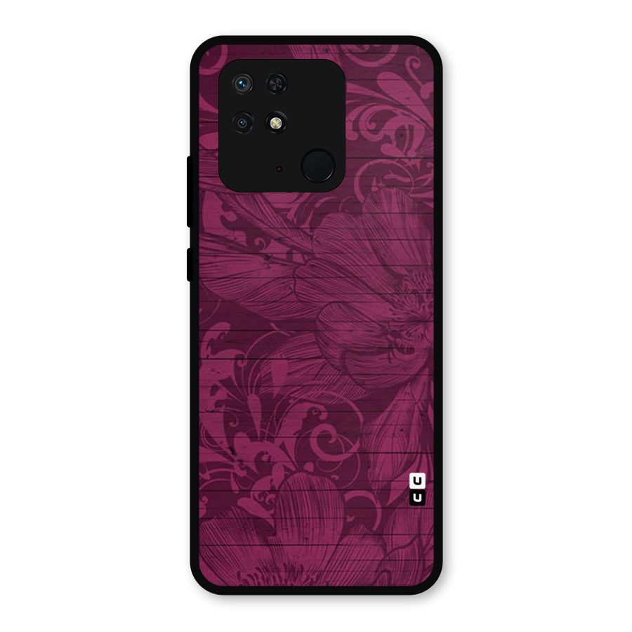 Magenta Floral Pattern Metal Back Case for Redmi 10 Power
