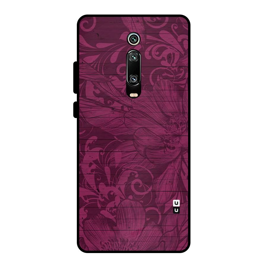 Magenta Floral Pattern Metal Back Case for Redmi K20