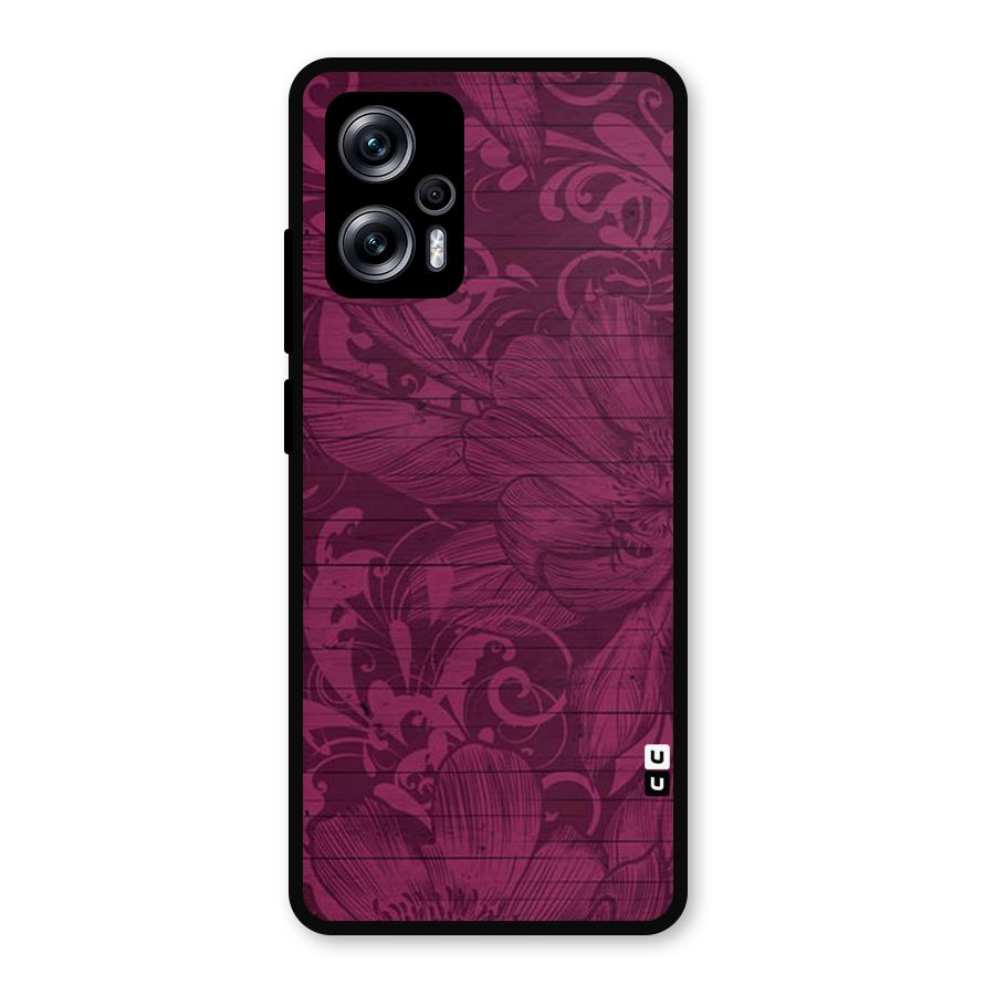 Magenta Floral Pattern Metal Back Case for Redmi K50i