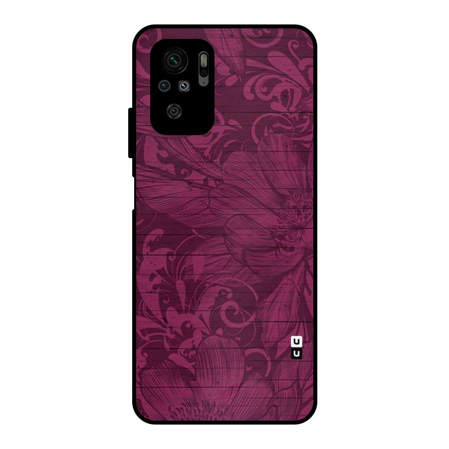 Magenta Floral Pattern Metal Back Case for Redmi Note 10S