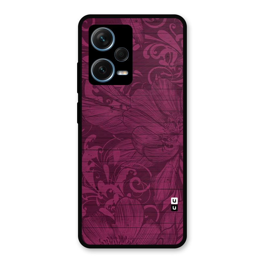 Magenta Floral Pattern Metal Back Case for Redmi Note 12 Pro Plus 5G