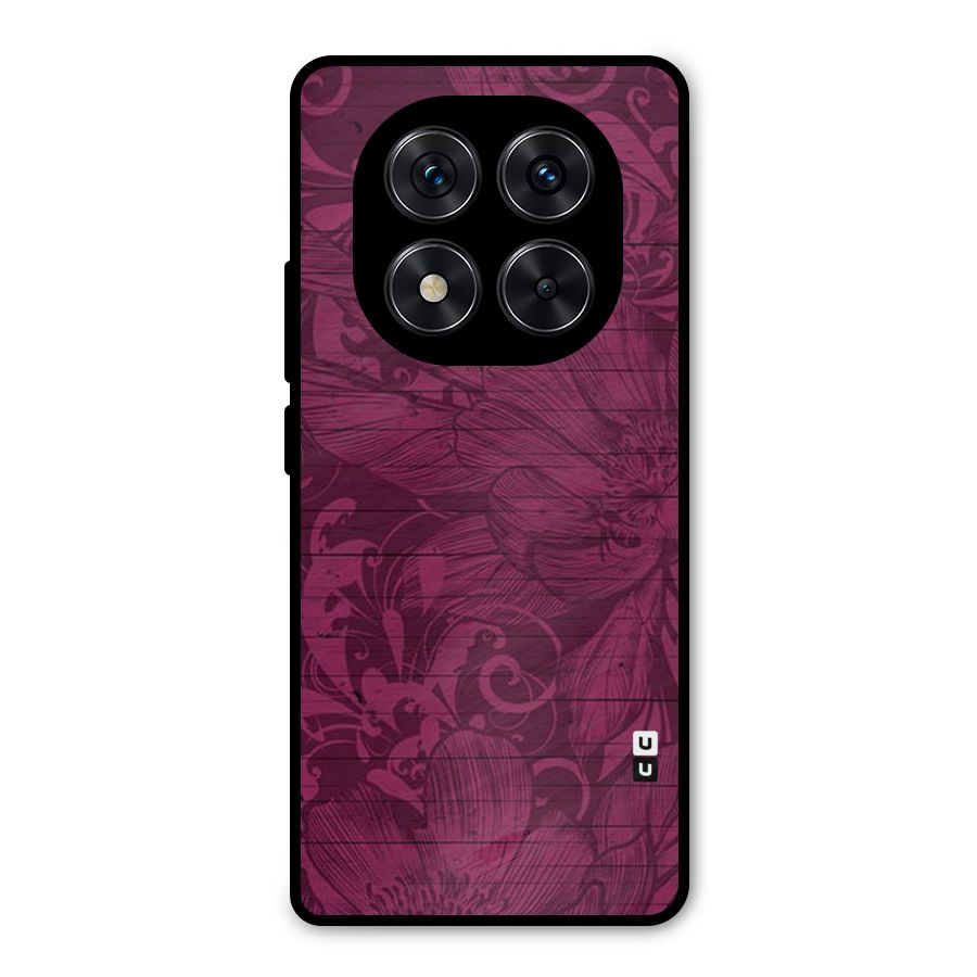 Magenta Floral Pattern Metal Back Case for Redmi Note 14 Pro 5G