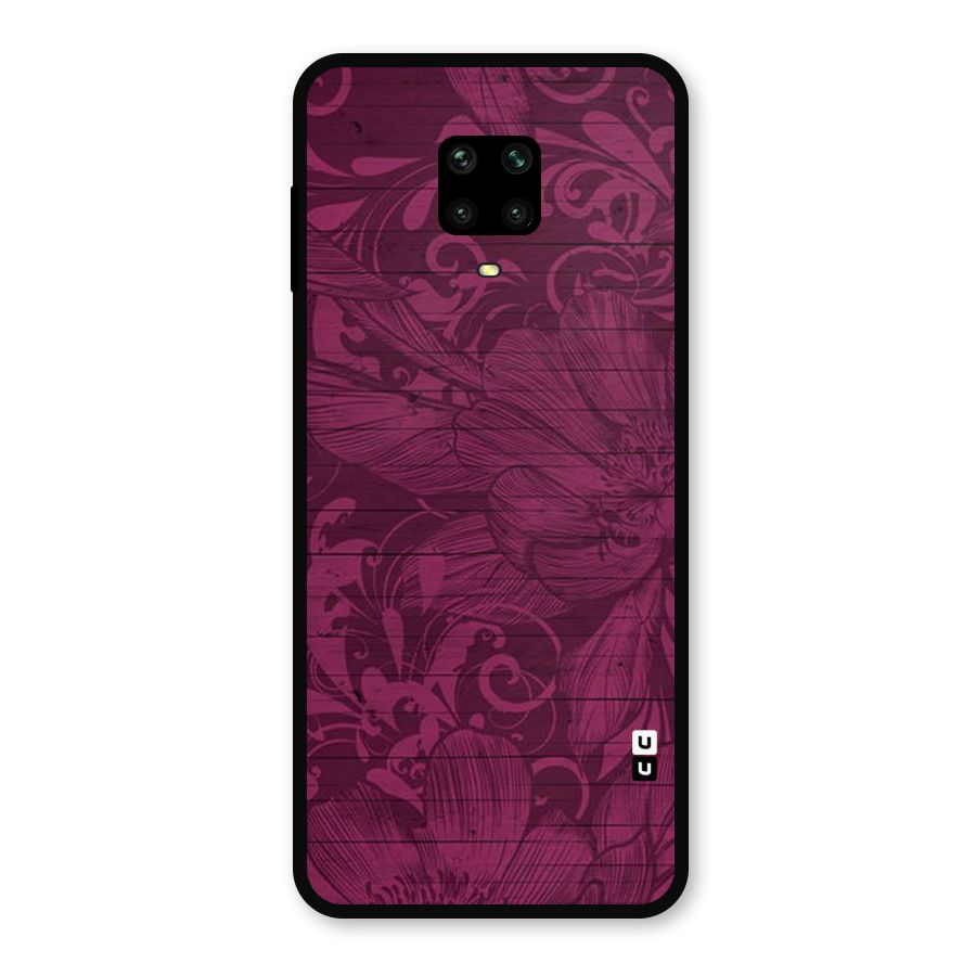 Magenta Floral Pattern Metal Back Case for Redmi Note 9 Pro Max