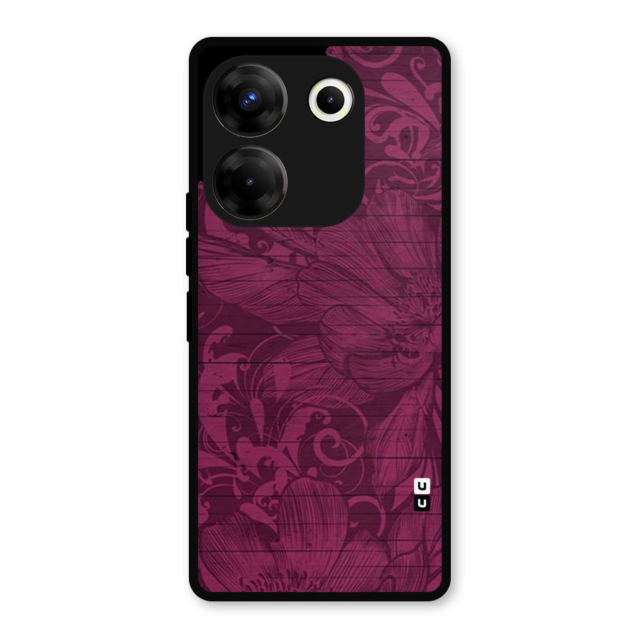 Magenta Floral Pattern Metal Back Case for Tecno Camon 20