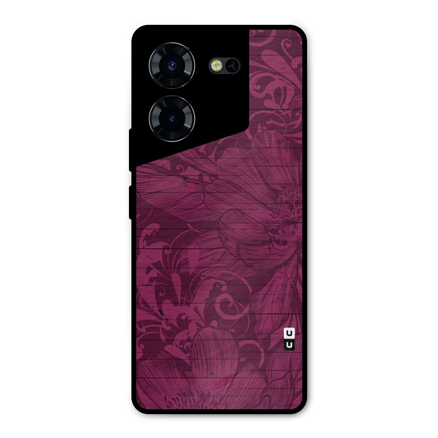 Magenta Floral Pattern Metal Back Case for Tecno Pova 5 Pro 5G