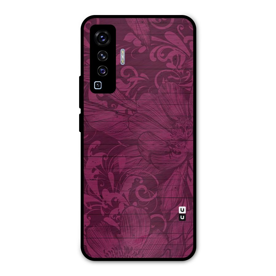 Magenta Floral Pattern Metal Back Case for Vivo X50