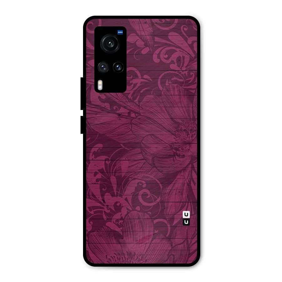 Magenta Floral Pattern Metal Back Case for Vivo X60