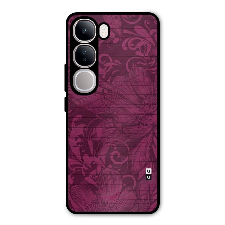 Magenta Floral Pattern Metal Back Case for Vivo Y300