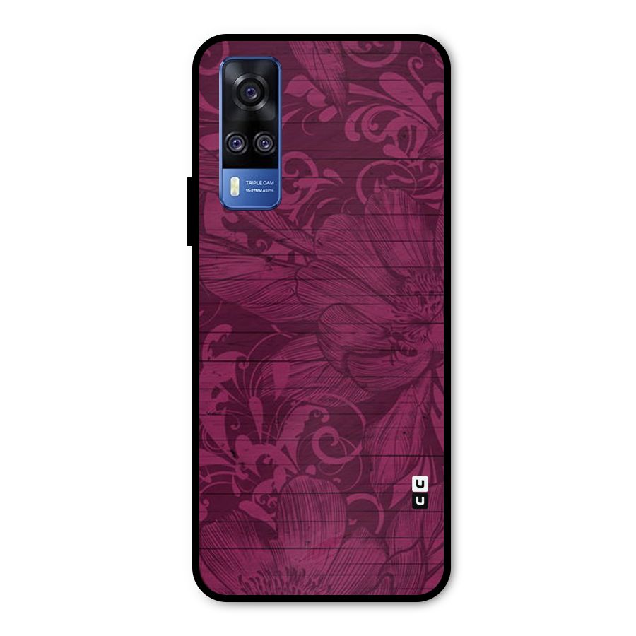 Magenta Floral Pattern Metal Back Case for Vivo Y31