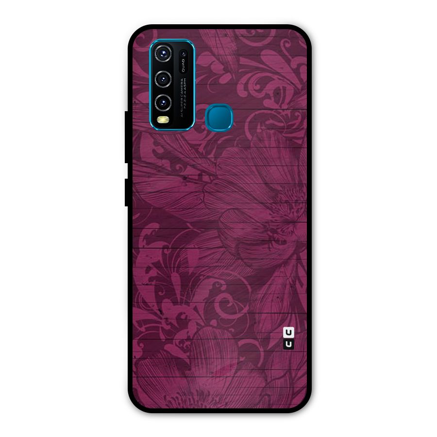 Magenta Floral Pattern Metal Back Case for Vivo Y50