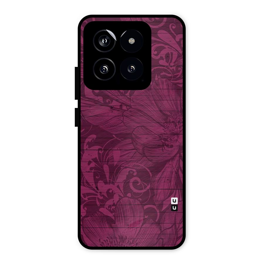 Magenta Floral Pattern Metal Back Case for Xiaomi 14