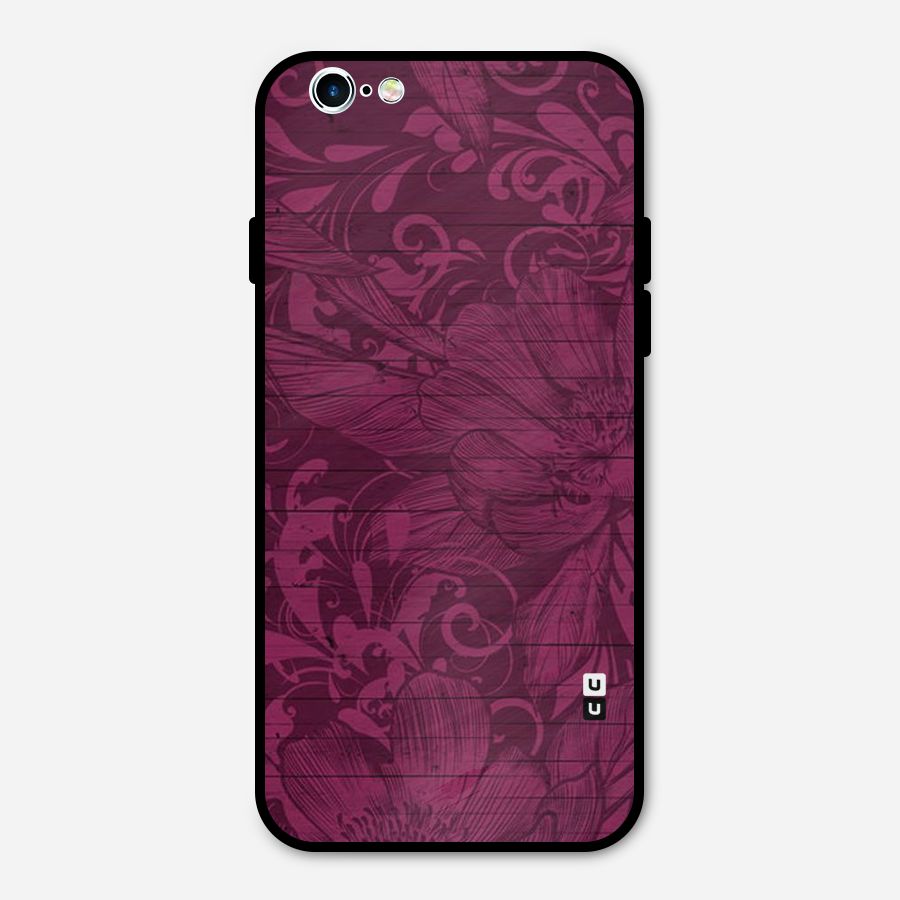 Magenta Floral Pattern Metal Back Case for iPhone 6 6s