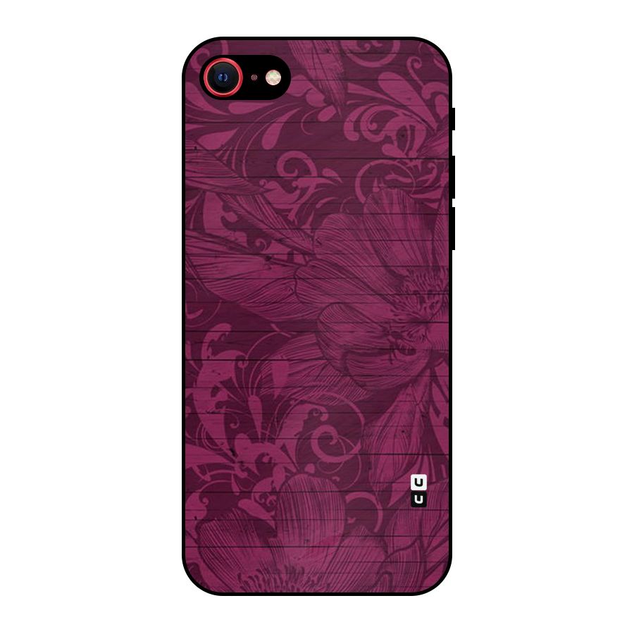 Magenta Floral Pattern Metal Back Case for iPhone 7