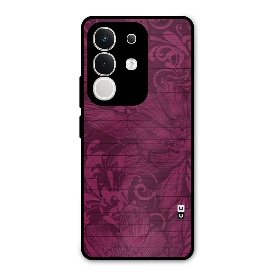 Magenta Floral Pattern Metal Back Case for iQOO Z10x