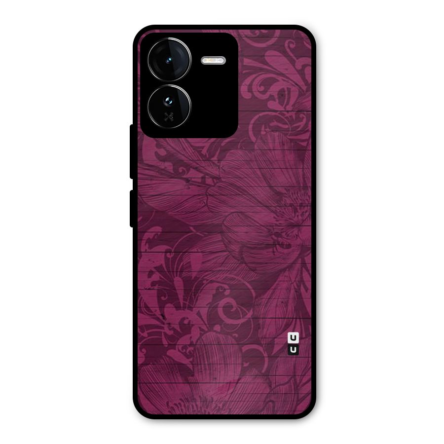 Magenta Floral Pattern Metal Back Case for iQOO Z9