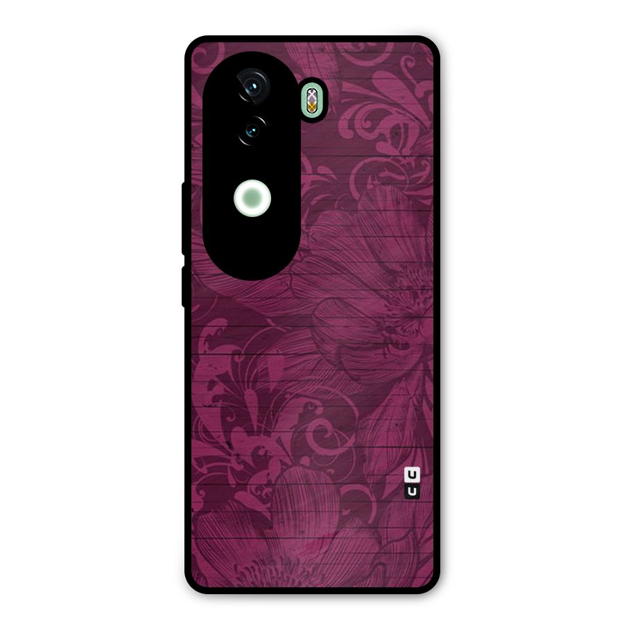 Magenta Floral Pattern Metal Back Case for iQOO Z9s